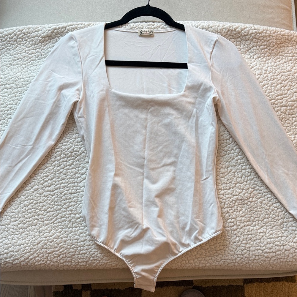 Free People White Long Sleeve Bodysuit